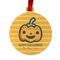 Halloween Pumpkin Metal Ball Ornament - Double Sided w/ Name or Text
