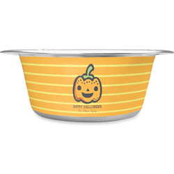 Halloween Pumpkin Stainless Steel Dog Bowl (Personalized)