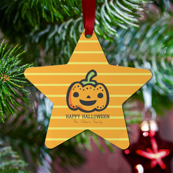 Halloween Pumpkin Metal Star Ornament - Lifestyle