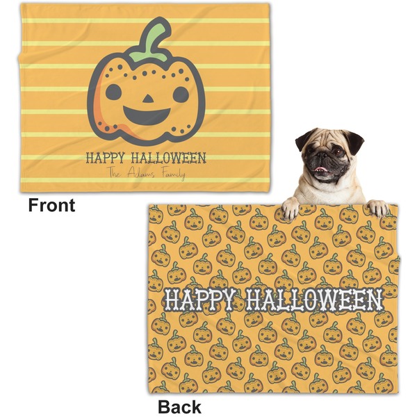 Halloween Pumpkin Microfleece Dog Blanket - Regular - Front & Back