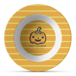 Halloween Pumpkin Plastic Bowl - Microwave Safe - Composite Polymer (Personalized)