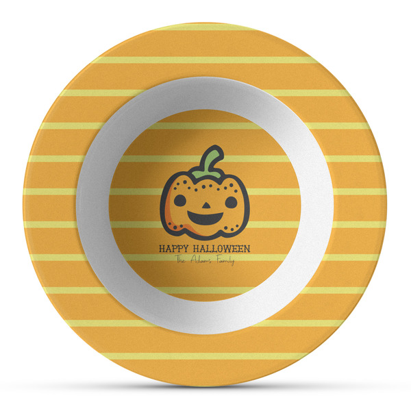Custom Halloween Pumpkin Plastic Bowl - Microwave Safe - Composite Polymer (Personalized)