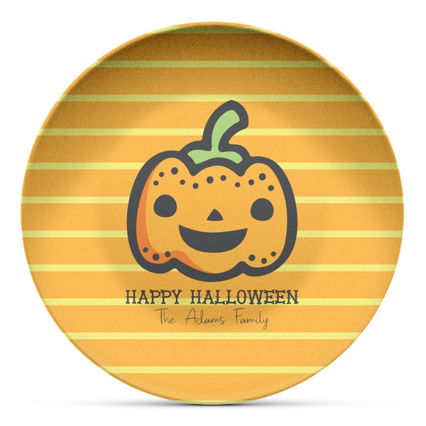 Custom Halloween Pumpkin Microwave Safe Plastic Plate - Composite Polymer (Personalized)