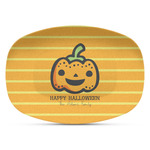 Halloween Pumpkin Plastic Platter - Microwave & Oven Safe Composite Polymer (Personalized)