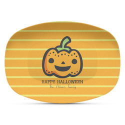 Halloween Pumpkin Plastic Platter - Microwave & Oven Safe Composite Polymer (Personalized)