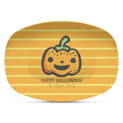 Halloween Pumpkin Plastic Platter - Microwave & Oven Safe Composite Polymer (Personalized)