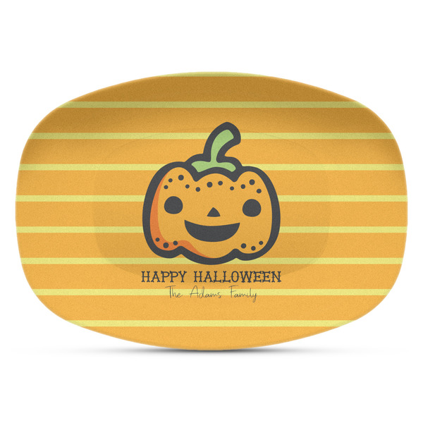 Custom Halloween Pumpkin Plastic Platter - Microwave & Oven Safe Composite Polymer (Personalized)