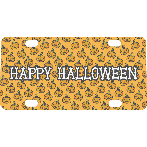 Custom Halloween Pumpkin Mini / Bicycle License Plate (4 Holes) (Personalized)