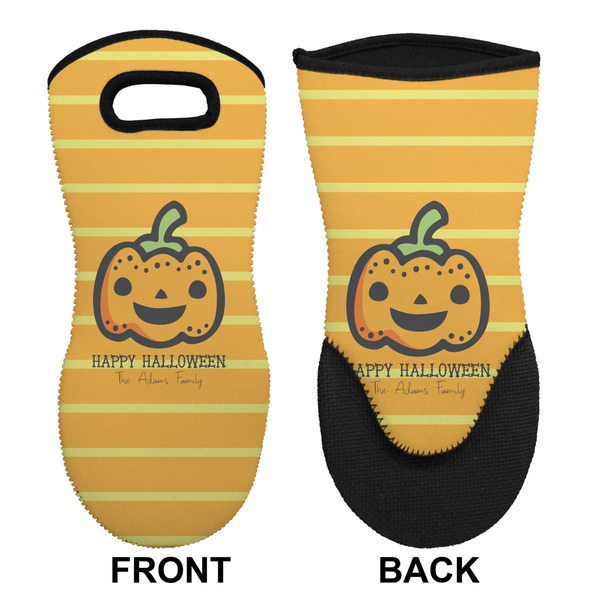 Halloween Pumpkin Neoprene Oven Mitt (Front & Back)