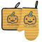 Halloween Pumpkin Left Oven Mitt & Pot Holder Set w/ Name or Text