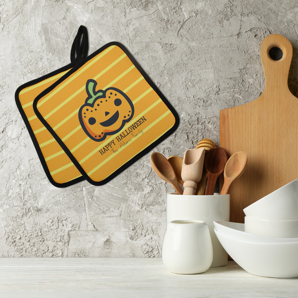 Halloween Pumpkin Neoprene Pot Holder - Set of 2  LIFESTYLE