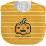 Halloween Pumpkin Velour Baby Bib w/ Name or Text
