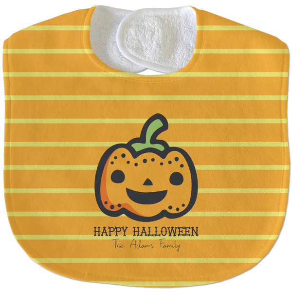 Custom Halloween Pumpkin Velour Baby Bib w/ Name or Text