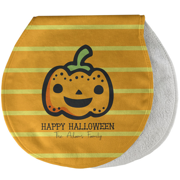Custom Halloween Pumpkin Burp Pad - Velour w/ Name or Text