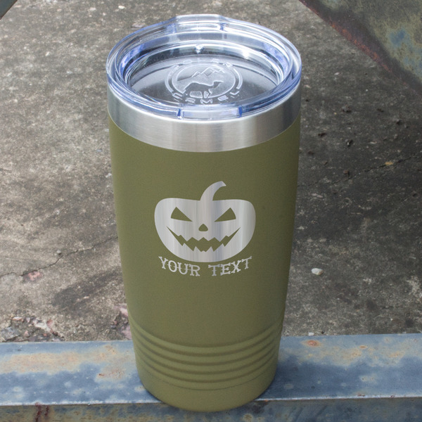 Halloween Pumpkin Olive Polar Camel Tumbler - 20oz - Angled