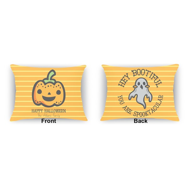 Halloween Pumpkin Outdoor Rectangular Throw Pillow (Front and Back)
