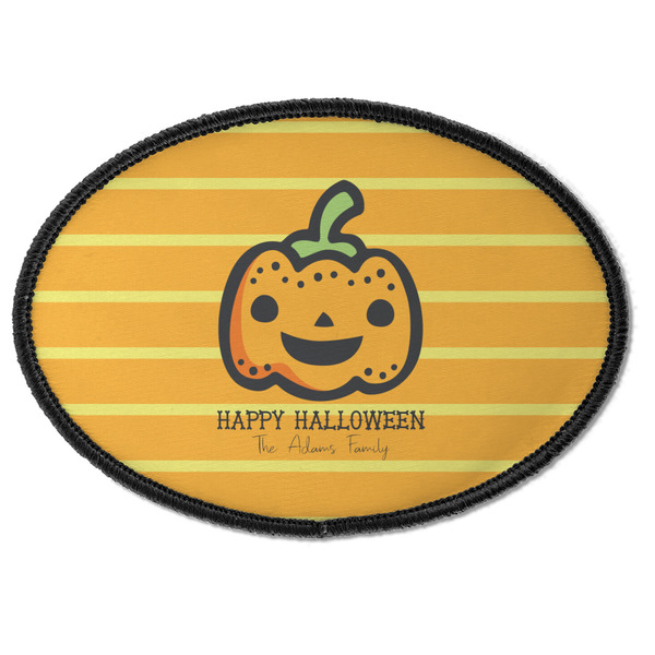 Custom Halloween Pumpkin Iron On Oval Patch w/ Name or Text