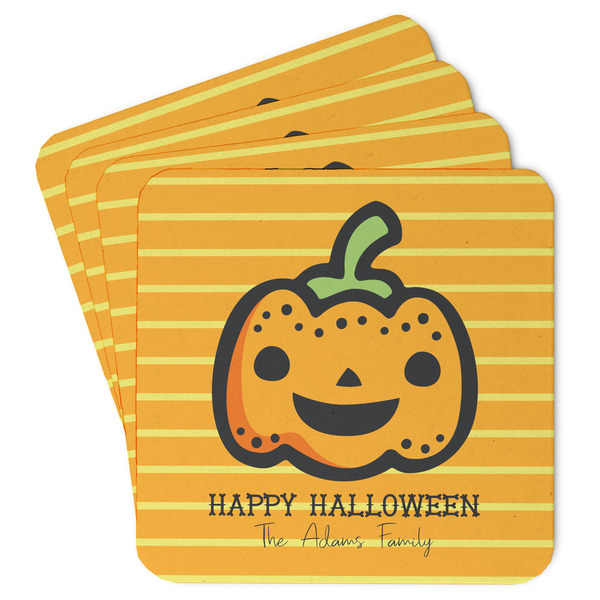 Custom Halloween Pumpkin Paper Coasters w/ Name or Text