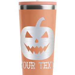 Halloween Pumpkin RTIC Everyday Tumbler with Straw - 28oz - Peach - Double-Sided (Personalized)