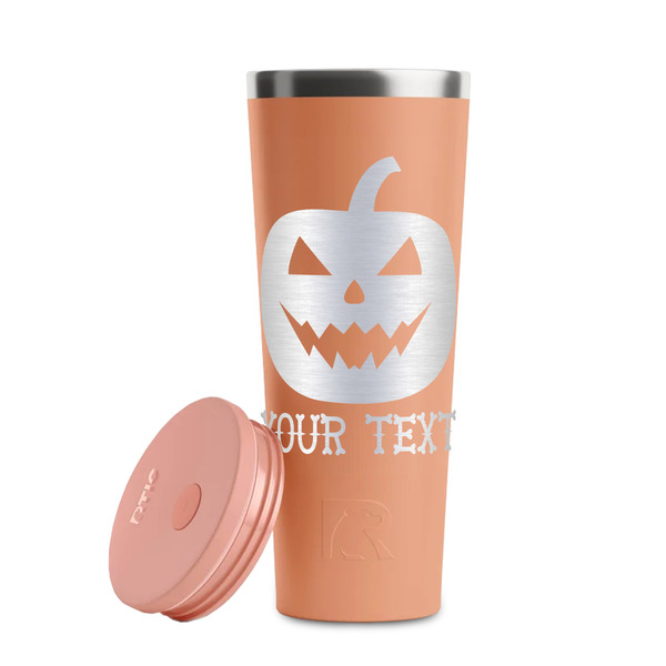 Halloween Pumpkin Peach RTIC Everyday Tumbler - 28 oz. - Lid Off