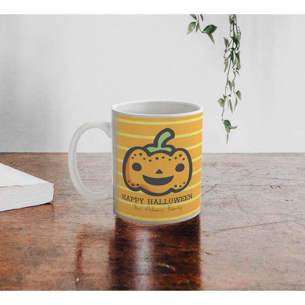 Halloween Pumpkin Personalized Coffee Mug - Lifestyle