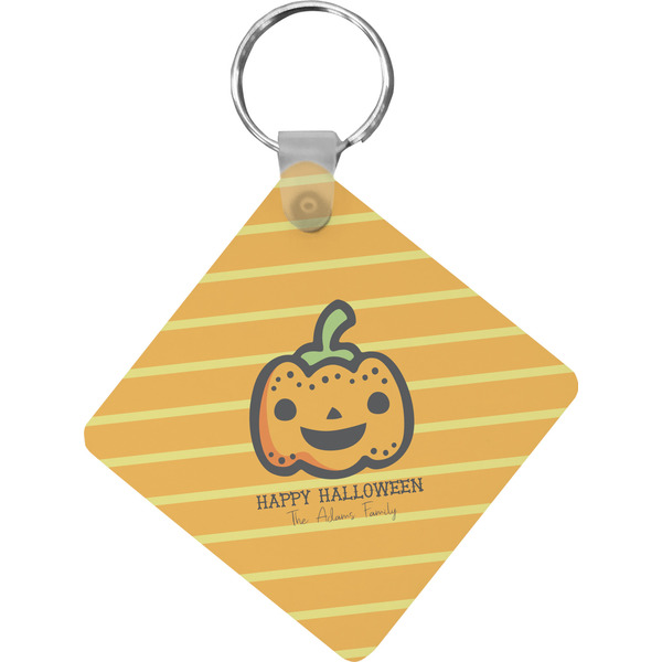 Custom Halloween Pumpkin Diamond Plastic Keychain w/ Name or Text