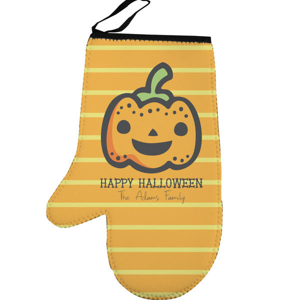 Halloween Pumpkin Personalized Oven Mitt - Left