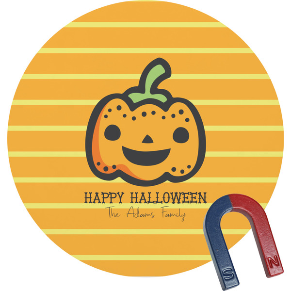 Custom Halloween Pumpkin Round Fridge Magnet (Personalized)