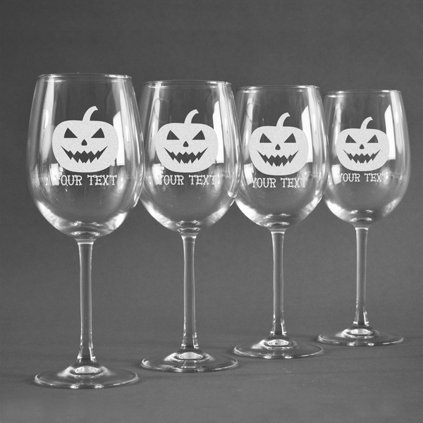 Halloween Pumpkin Personalized Wine Glasses (Set of 4)