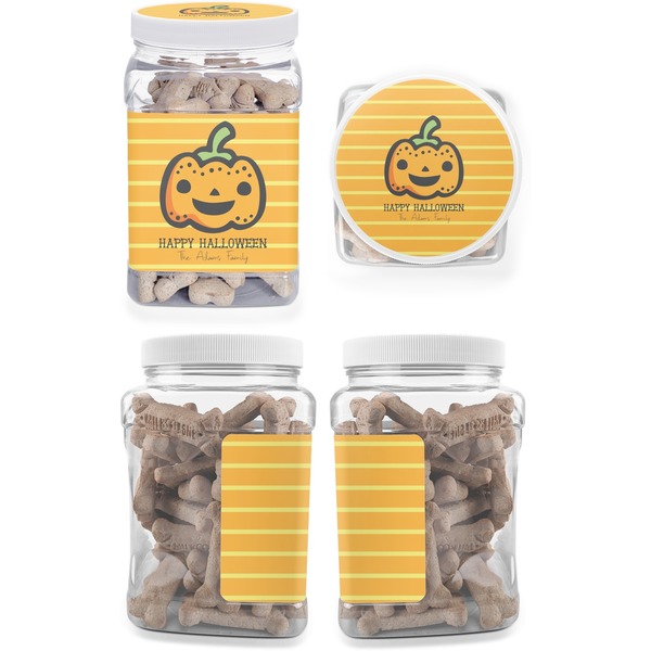 Halloween Pumpkin Pet Treat Jar - Multiple Angles
