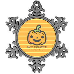 Halloween Pumpkin Vintage Snowflake Ornament (Personalized)