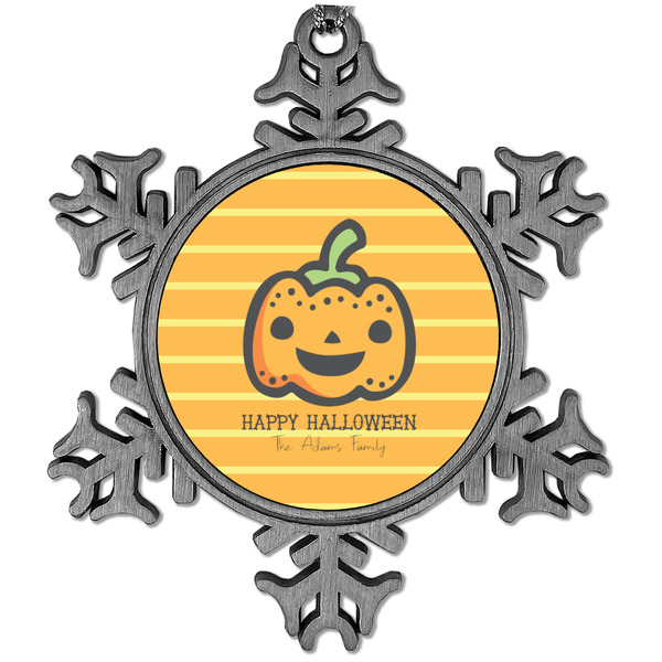 Custom Halloween Pumpkin Vintage Snowflake Ornament (Personalized)