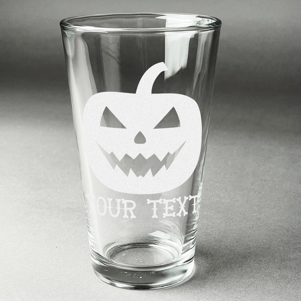 Custom Halloween Pumpkin Pint Glass - Engraved (Single) (Personalized)