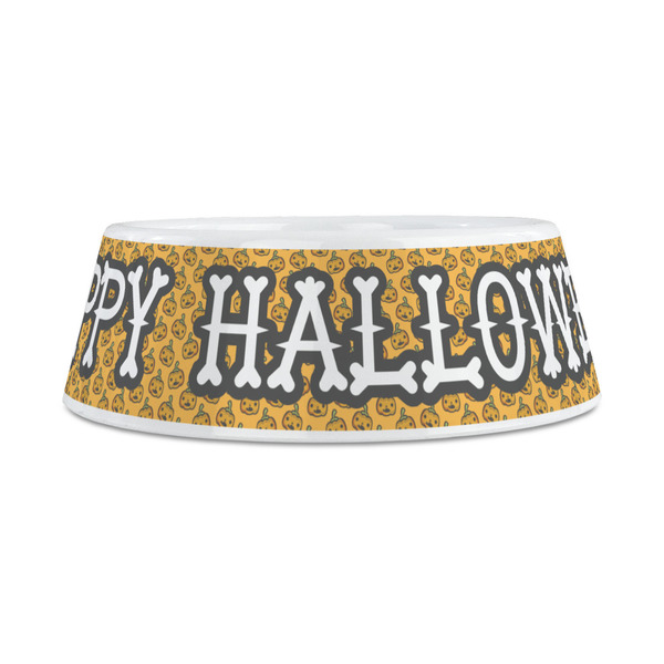 Halloween Pumpkin Plastic Dog Bowls - Medium - FRONT