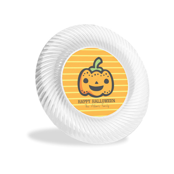 Custom Halloween Pumpkin Plastic Party Appetizer & Dessert Plates - 6" (Personalized)