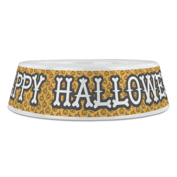 Halloween Pumpkin Plastic Pet Bowls - Large - FRONT