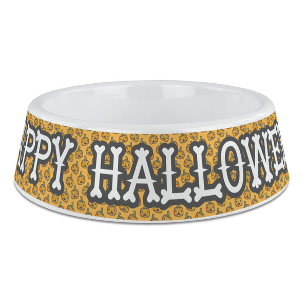 Custom Halloween Pumpkin Plastic Dog Bowl - Large (Personalized)