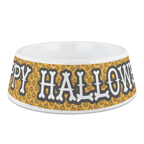 Custom Halloween Pumpkin Plastic Dog Bowl - Medium (Personalized)