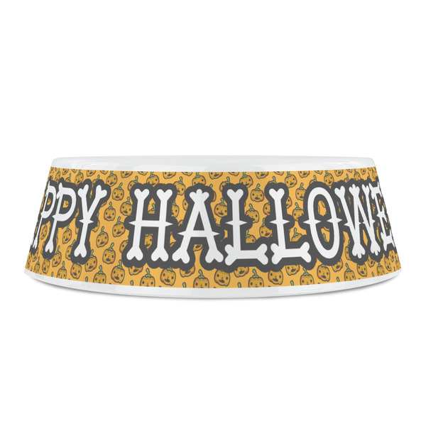 Halloween Pumpkin Plastic Pet Bowls - Small - FRONT