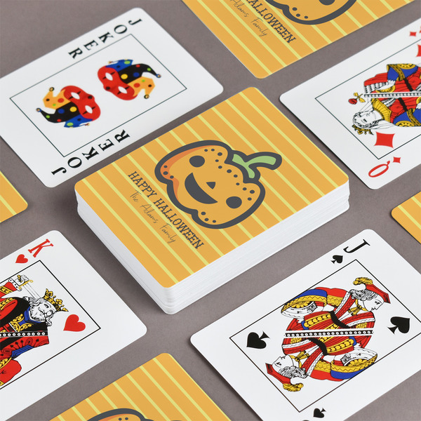 Halloween Pumpkin Playing Cards - Front & Back View