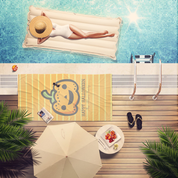 Halloween Pumpkin Pool Towel Lifestyle