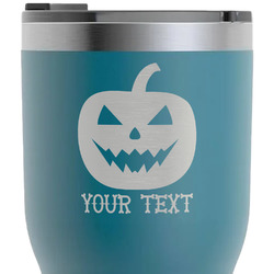 Halloween Pumpkin RTIC Tumbler - Dark Teal - Laser Engraved - Double-Sided (Personalized)