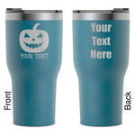 Halloween Pumpkin RTIC Tumbler - Dark Teal - Laser Engraved - Double-Sided (Personalized)