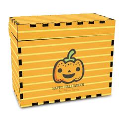 Halloween Pumpkin Wood Recipe Box - Full Color Print (Personalized)