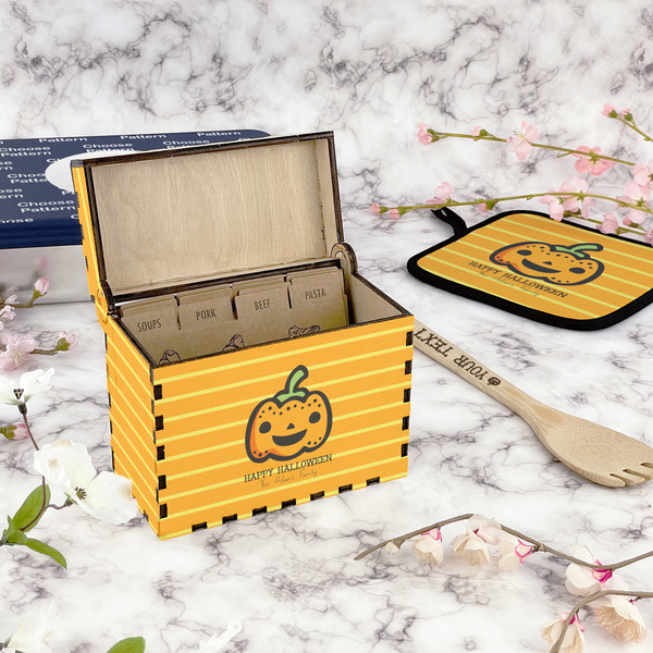 Halloween Pumpkin Recipe Box - Full Color - In Context