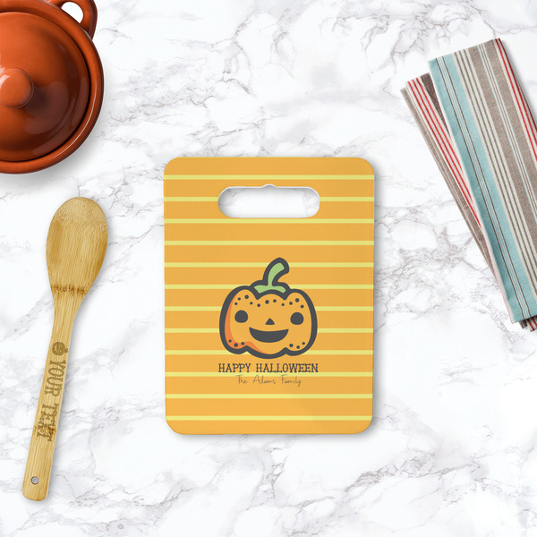 Halloween Pumpkin Rectangle Trivet with Handle - LIFESTYLE