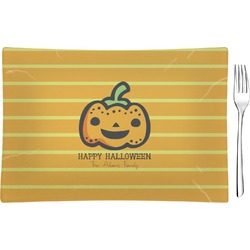 Halloween Pumpkin Rectangular Glass Appetizer / Dessert Plate - Single or Set (Personalized)
