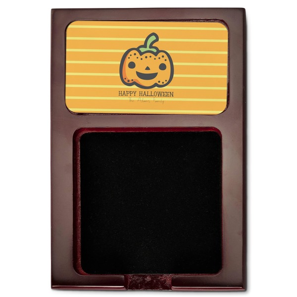 Halloween Pumpkin Red Mahogany Sticky Note Holder - Flat