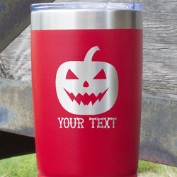 Halloween Pumpkin 20 oz Stainless Steel Tumbler - Red - Single Sided (Personalized)