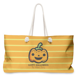 Halloween Pumpkin Large Tote Bag with Rope Handles (Personalized)